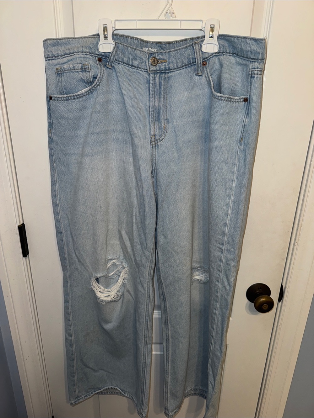 Old Navy Light Blue Wide Leg Distressed Jeans